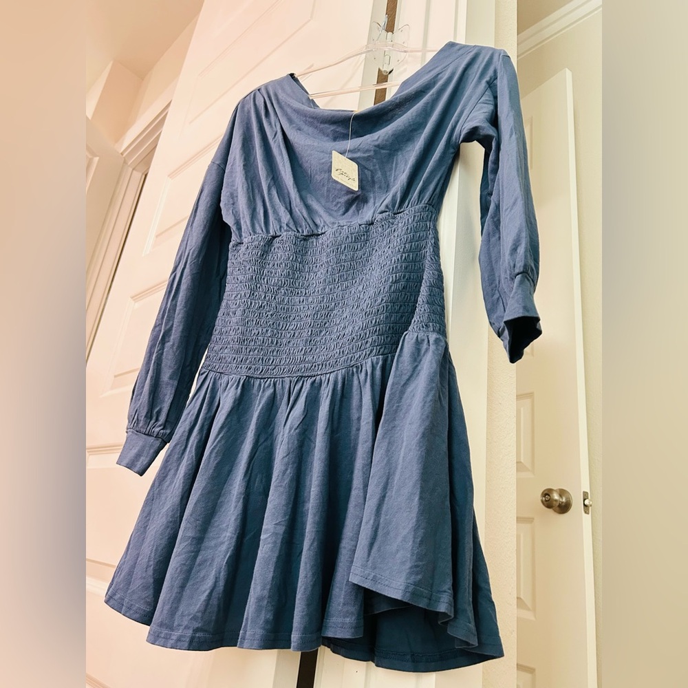 NWT FP sz M, mini dress off-shoulder in siesta seas